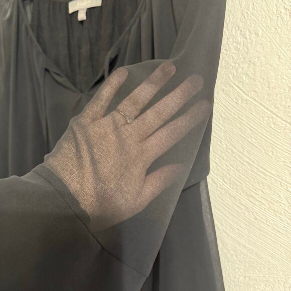 Marled Black Women Size XL Blouse Shirt Top Plus Size Long Sleeve Business - Picture 6 of 6